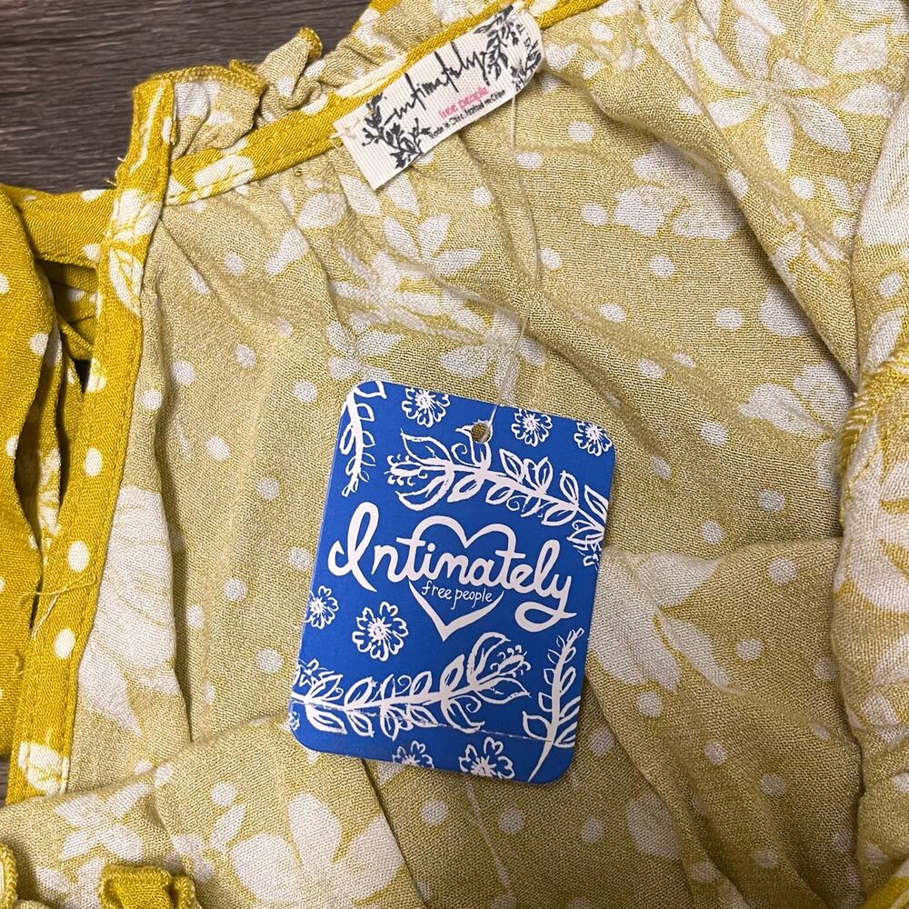 Free People One On One Date Bodysuit Marigold Yellow Floral Bell Sleeve XS Boho - Picture 8 of 14